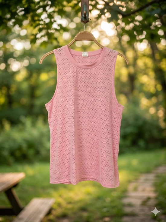 Zyia Active Tops - Women’s Pink Eyelet Performance Tank Top
